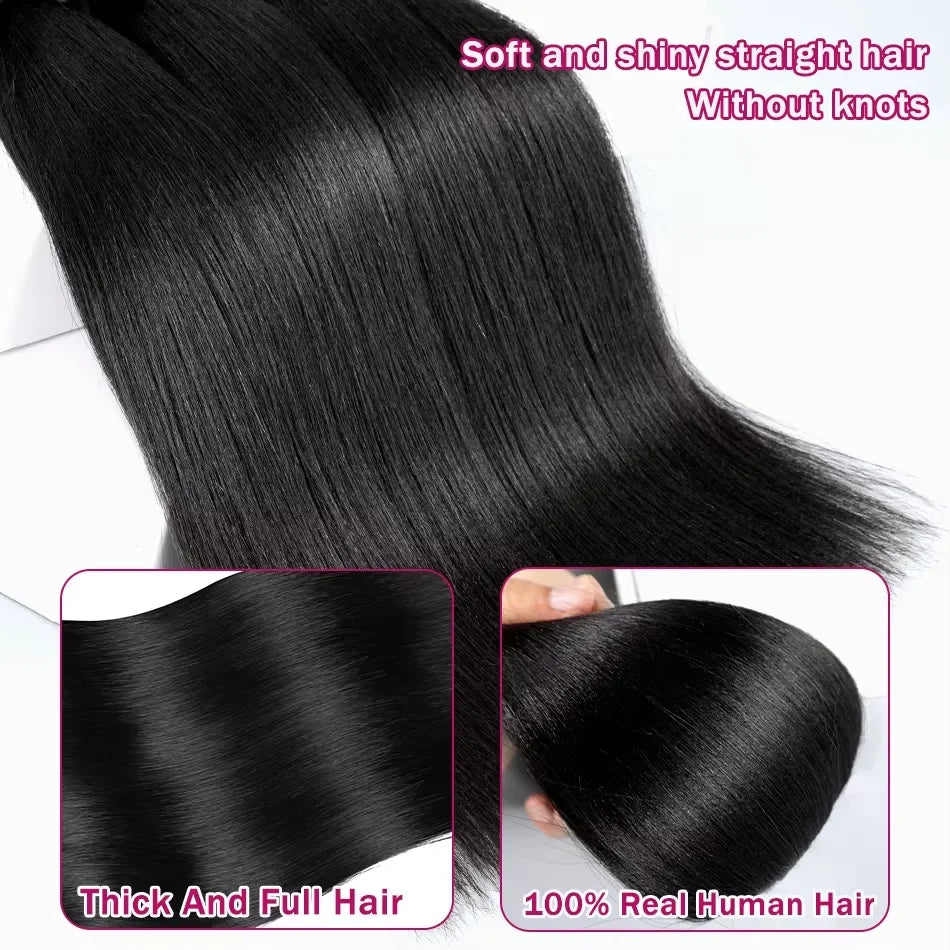 12A Bone Straight  Real Human Hair Bundles 30 40 Inch Raw Hair 4 5 Bundles Brazilian Hair Deals Weave Extensions For Black Women