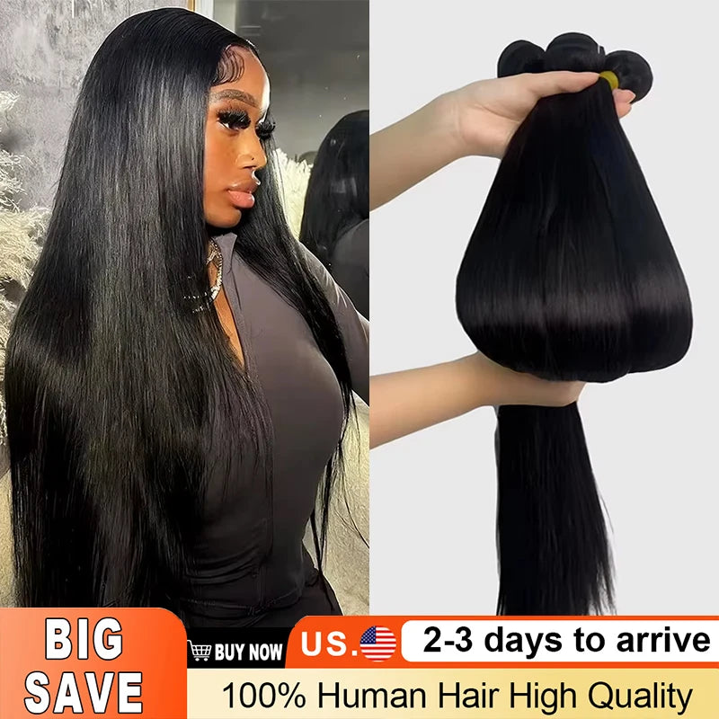 12A Bone Straight  Real Human Hair Bundles 30 40 Inch Raw Hair 4 5 Bundles Brazilian Hair Deals Weave Extensions For Black Women