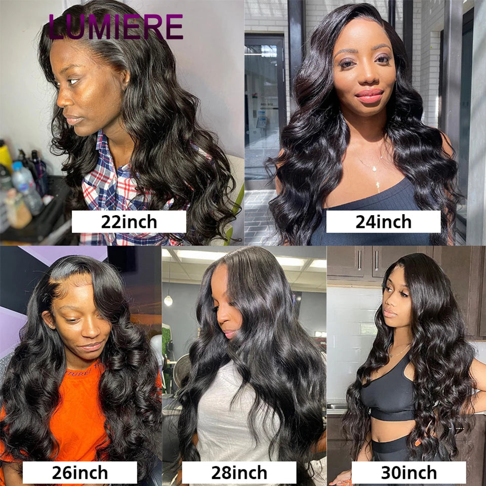 8-30" Body Wave Human Hair Bundles with Closure Frontal HD Transparent Lace Peruvian 100% Raw Virgin Human Hair Weave Extension