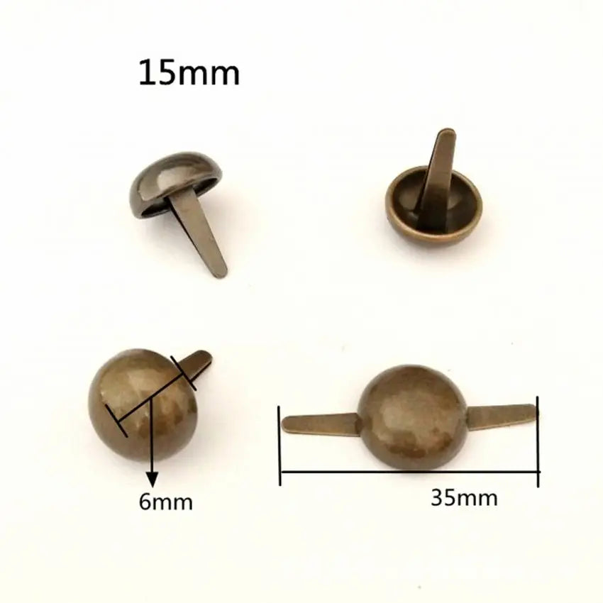 200PCs Rivets Spike Studs Spots Cone Silver Tone Round Scrapbooking Brads Punk Bag Clothes 8/10/12/15mm