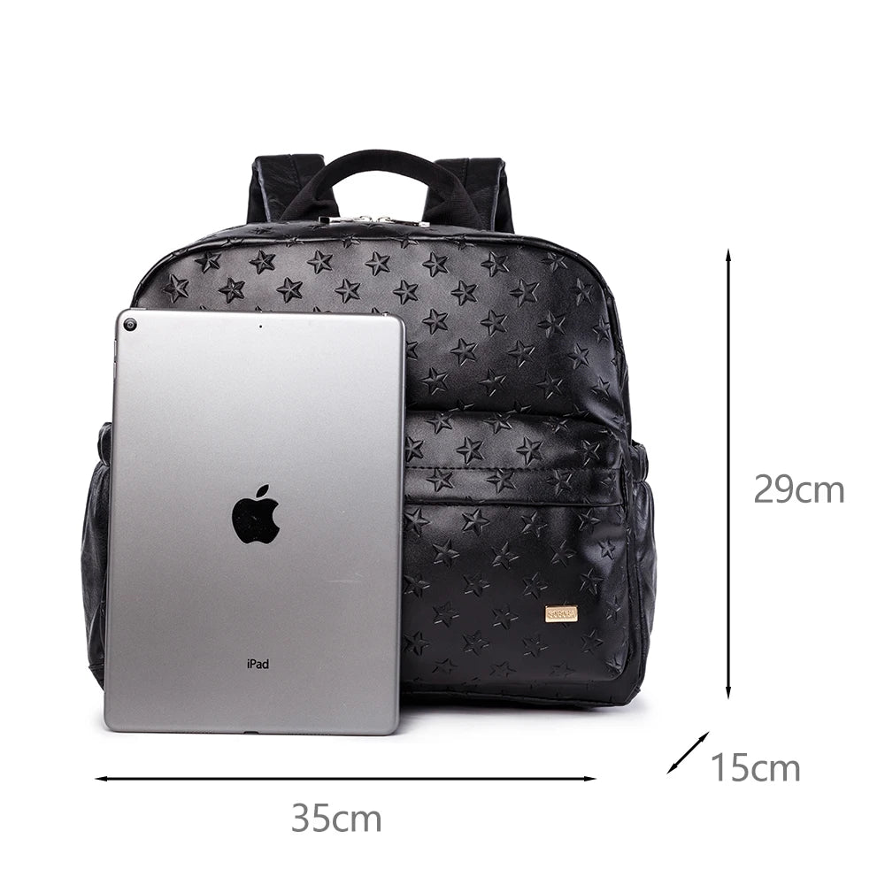 Soboba Diaper Bags for Mummy PU Waterproof Large Capacity Nappy Changing Bag Hanging on Stroller 3D Star Pattern Diaper Bag
