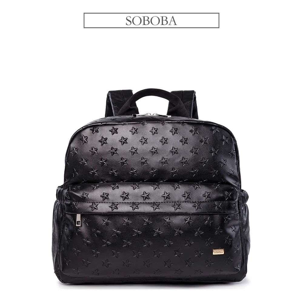 Soboba Diaper Bags for Mummy PU Waterproof Large Capacity Nappy Changing Bag Hanging on Stroller 3D Star Pattern Diaper Bag
