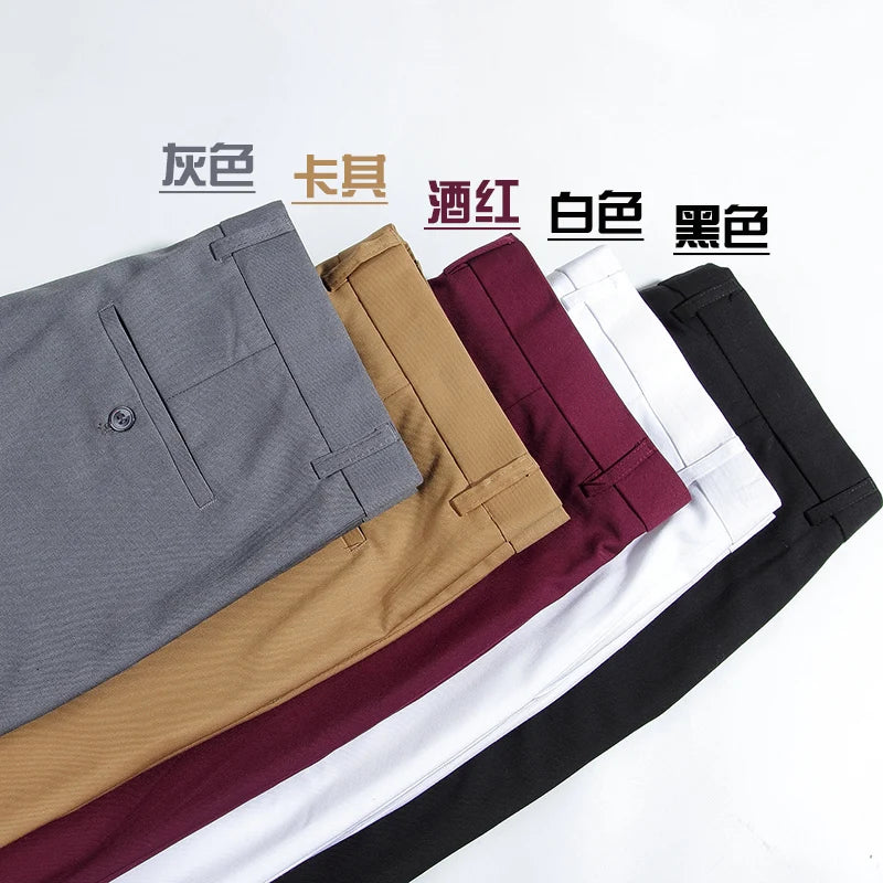 2024 Men's Four Seasons New Mid-Waist Micro-Flared Casual Pants Business Boot Cut Bell-Bottom Trousers