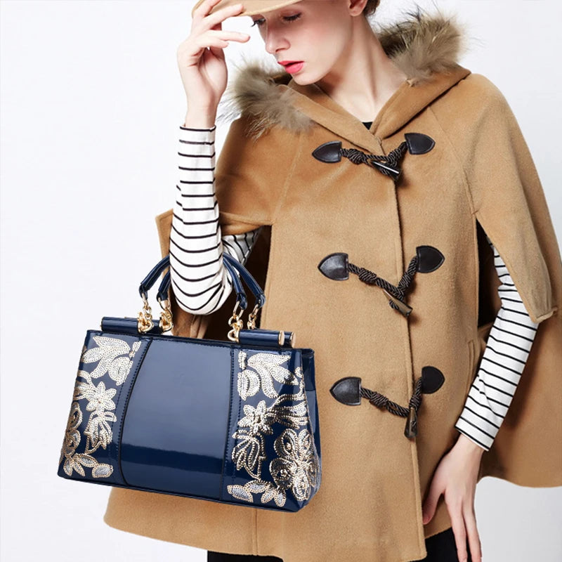 Fashion Embroidery Women Bag Leather Purses and Handbags Luxury Famous Brand Shoulder Bags Female Messenger Bags Bolsa Feminina