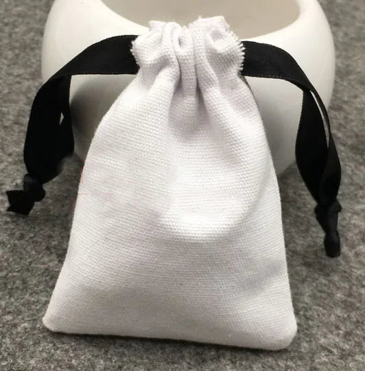 Small White Cotton Gift Bags Custom Party Muslin Linen Drawstring Bag Perfume Jewelry Logo Pouch