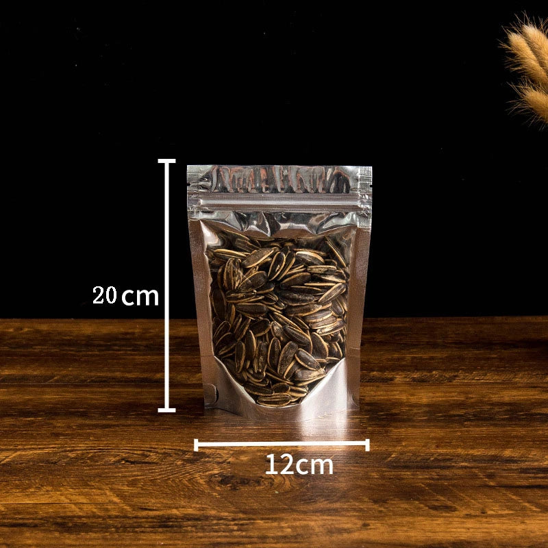 50Pcs Food Packaging Aluminum Foil Stand Up Bag Home Storage Tea Coffee Beans Supplies Ziplock Bags With Window Resealable