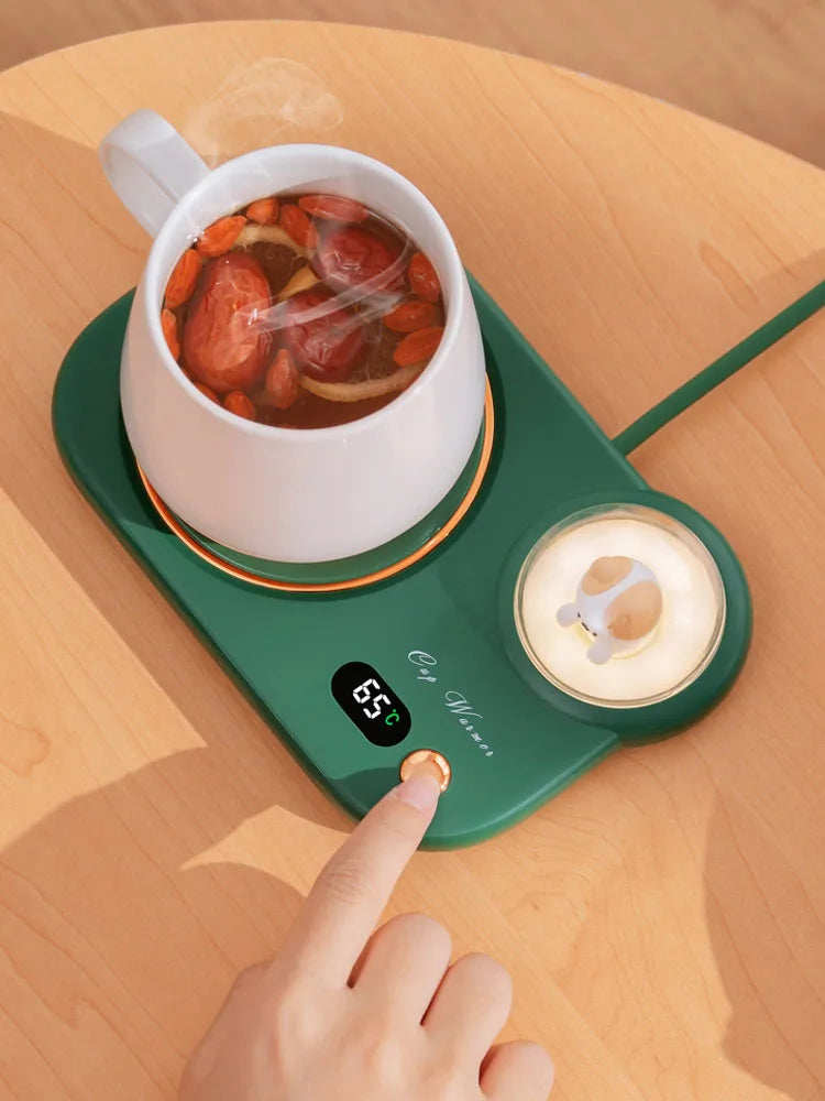 Creative Electric Beverage Cup Warmer Heating Coasters New Coffee Mug Warmer with LED Night Light Function for Tea Water Milk