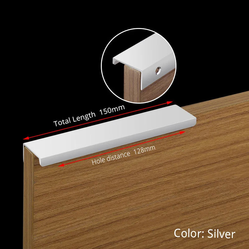 KAK Gold Silver Black Hidden Cabinet Handles Zinc Alloy Kitchen Cupboard Pulls Drawer Knobs Furniture Door Handle Hardware
