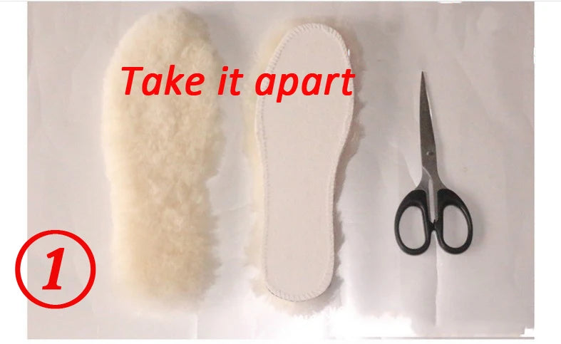 Natural Sheepskin Insoles Winter Real Fur Wool insoles Men Women Warm Soft Thick warm Cashmere Snow Boots Shoe Pad