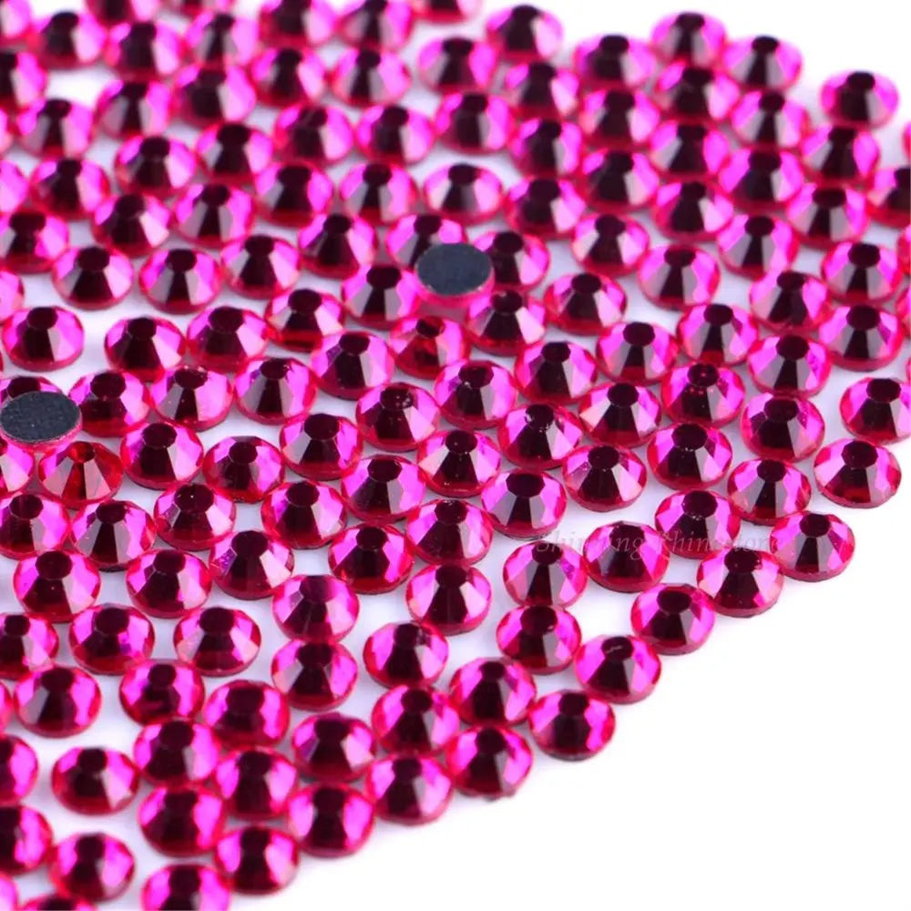 DMC Fuchsia Bright SS6 SS10 SS16 SS20 SS30 Glass Crystals Hotfix Rhinestone Iron-on Rhinestones Shiny DIY Garment Bag With Glue