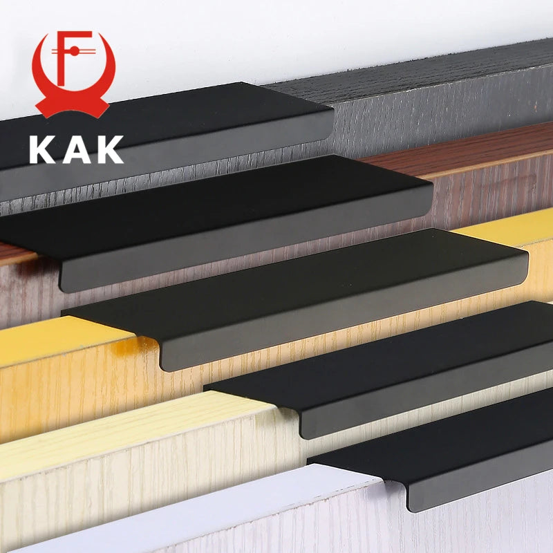 KAK Gold Silver Black Hidden Cabinet Handles Zinc Alloy Kitchen Cupboard Pulls Drawer Knobs Furniture Door Handle Hardware