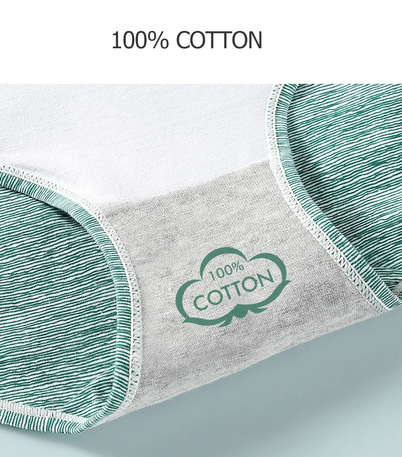 5Pcs Women's Panties Lady Cotton Underwear Print Cute Girls Breathable Seamless High Waist Briefs Woman Sexy Lingerie Intimates