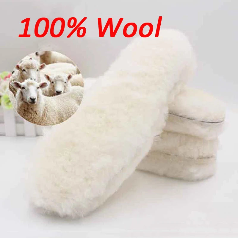 Natural Sheepskin Insoles Winter Real Fur Wool insoles Men Women Warm Soft Thick warm Cashmere Snow Boots Shoe Pad