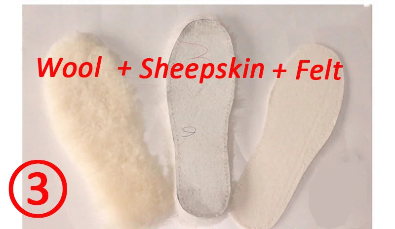 Natural Sheepskin Insoles Winter Real Fur Wool insoles Men Women Warm Soft Thick warm Cashmere Snow Boots Shoe Pad
