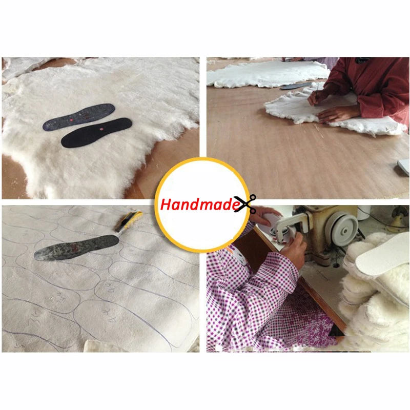 Natural Sheepskin Insoles Winter Real Fur Wool insoles Men Women Warm Soft Thick warm Cashmere Snow Boots Shoe Pad