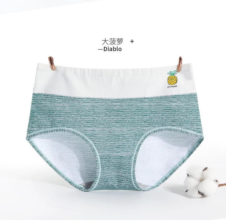 5Pcs Women's Panties Lady Cotton Underwear Print Cute Girls Breathable Seamless High Waist Briefs Woman Sexy Lingerie Intimates