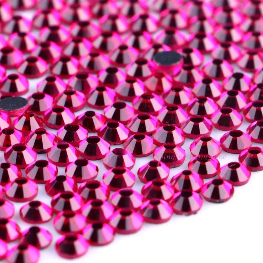 DMC Fuchsia Bright SS6 SS10 SS16 SS20 SS30 Glass Crystals Hotfix Rhinestone Iron-on Rhinestones Shiny DIY Garment Bag With Glue