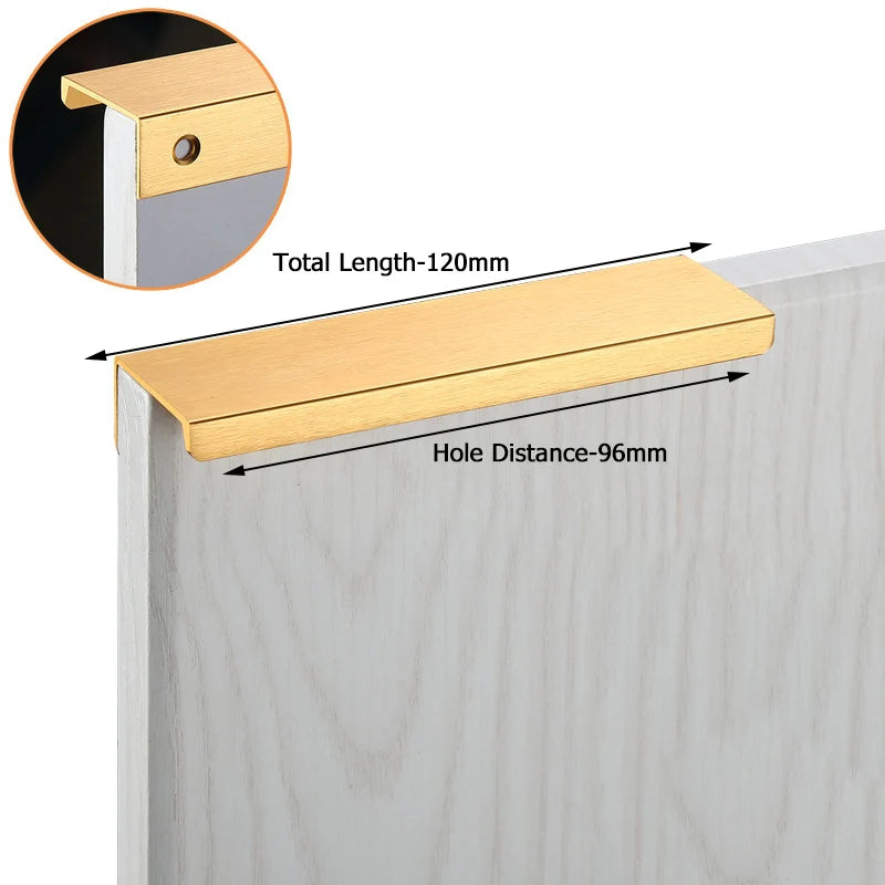 KAK Gold Silver Black Hidden Cabinet Handles Zinc Alloy Kitchen Cupboard Pulls Drawer Knobs Furniture Door Handle Hardware