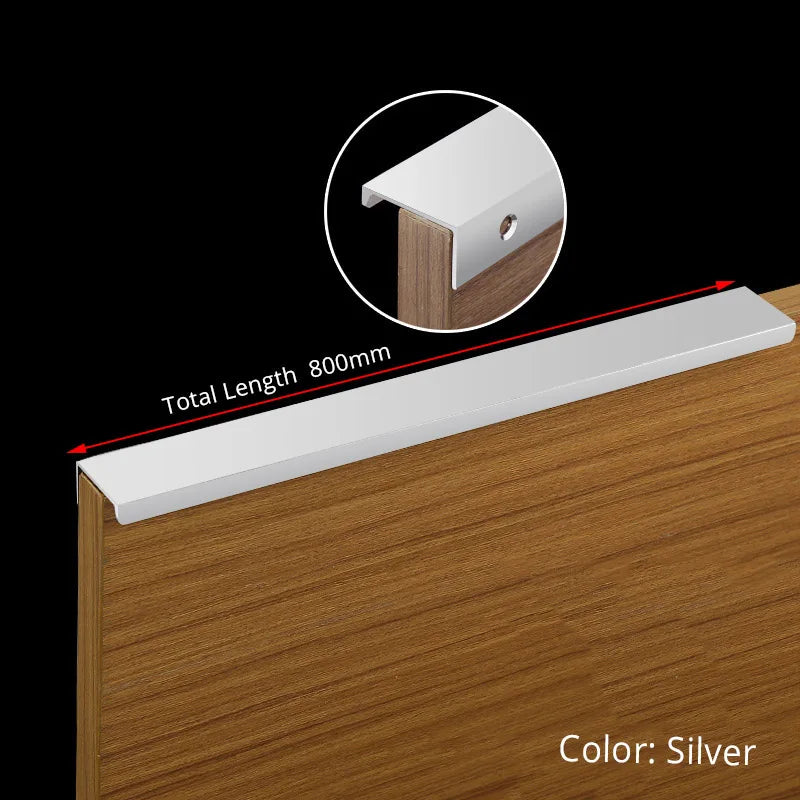 KAK Gold Silver Black Hidden Cabinet Handles Zinc Alloy Kitchen Cupboard Pulls Drawer Knobs Furniture Door Handle Hardware