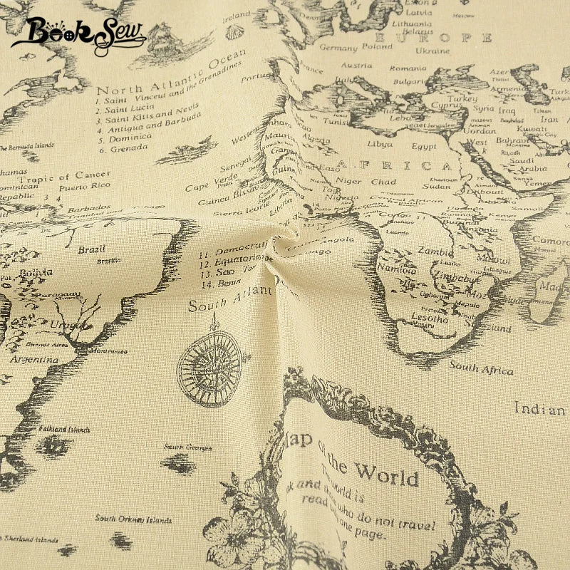 African Ankara Fabric Sewing Linen Fabric Tissu Map Of The Word Design Cotton Tablecloth Pillow Bag Curtain Cushion Zakka
