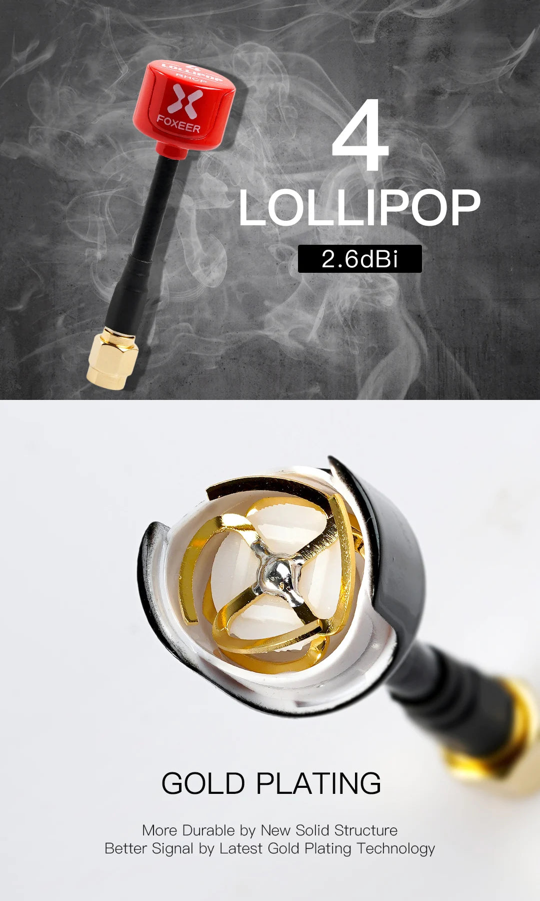 Foxeer Antenna Lollipop 4 V4 FPV Antenna 5.8G 2.6Dbi Stubby RHCP SMA RPSMA UFL Straight/Angle MMCX 7.2g For FPV RC Racing Drone