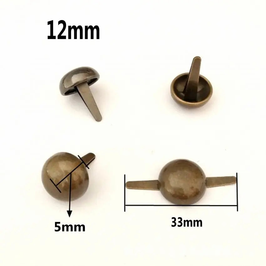 200PCs Rivets Spike Studs Spots Cone Silver Tone Round Scrapbooking Brads Punk Bag Clothes 8/10/12/15mm