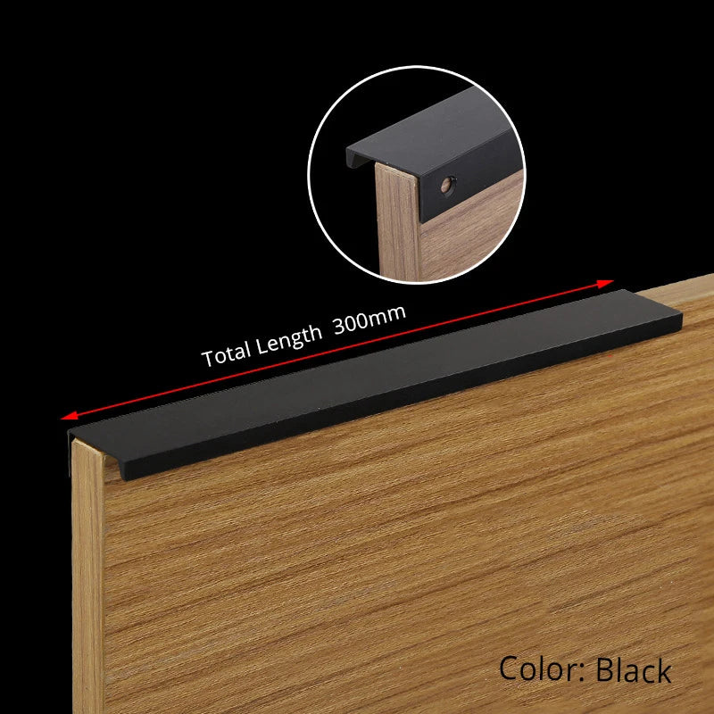 KAK Gold Silver Black Hidden Cabinet Handles Zinc Alloy Kitchen Cupboard Pulls Drawer Knobs Furniture Door Handle Hardware