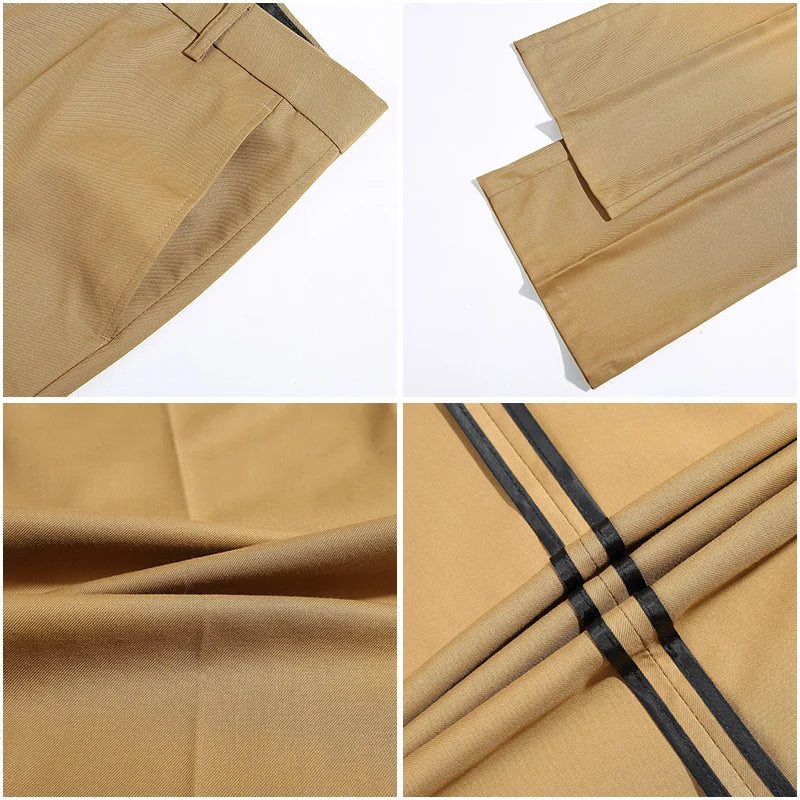 2024 Men's Four Seasons New Mid-Waist Micro-Flared Casual Pants Business Boot Cut Bell-Bottom Trousers