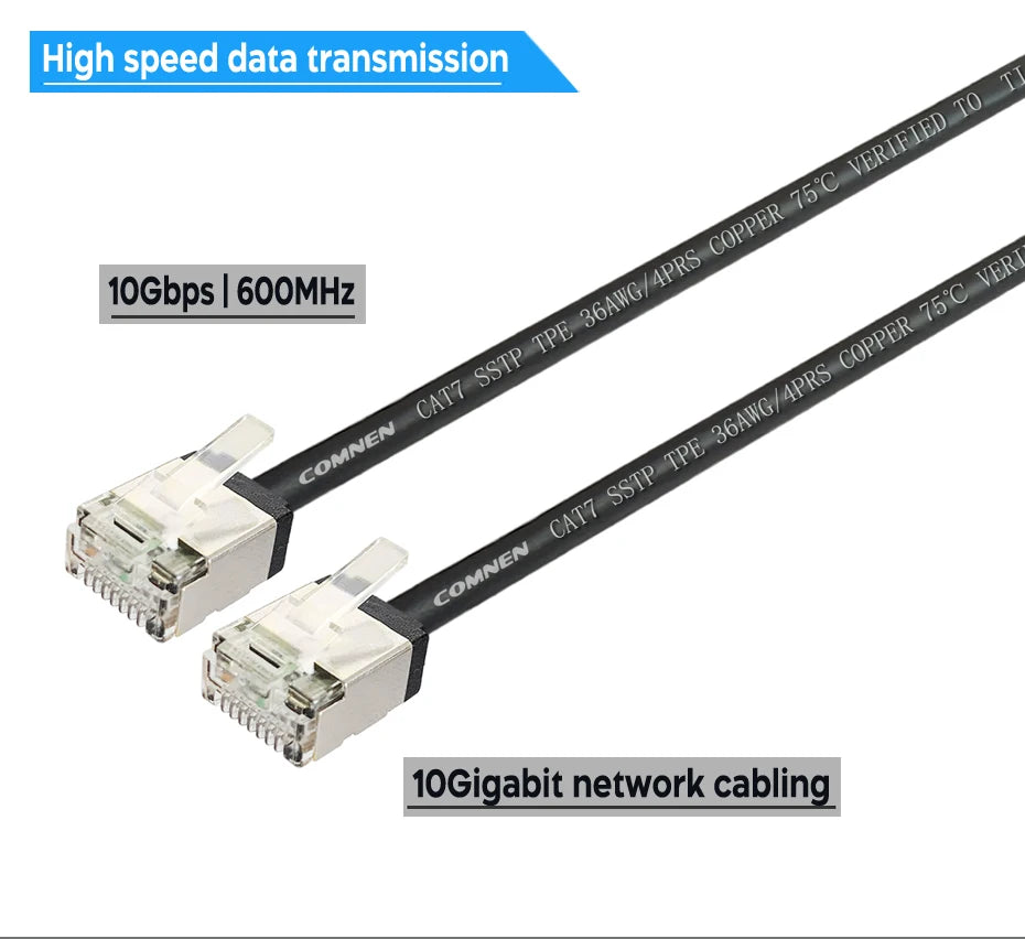 COMNEN Cat7 0.1m Ethernet Patch Cable rj45 4.0mm SSTP LAN CAT6 CAT6A internet Cable for ps5 Patch to Switch Router Ethernet