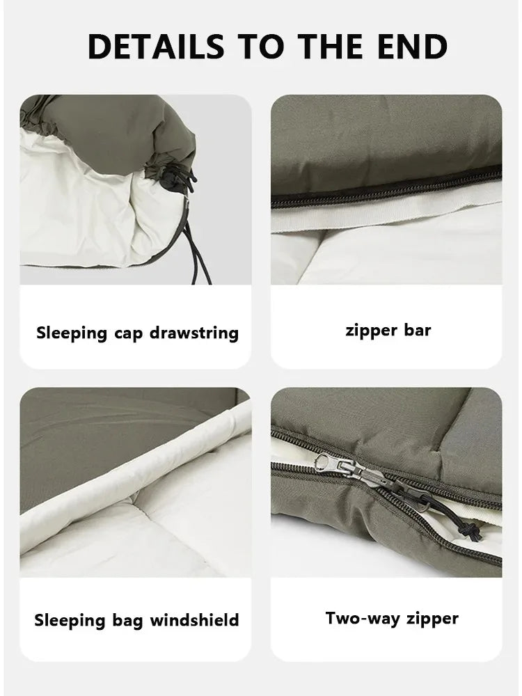 Naturehike Envelope Cotton Sleeping Bag Portable Outdoor Camping Adult Sleeping Bag Single Splicable Hooded Cotton Sleeping Bag
