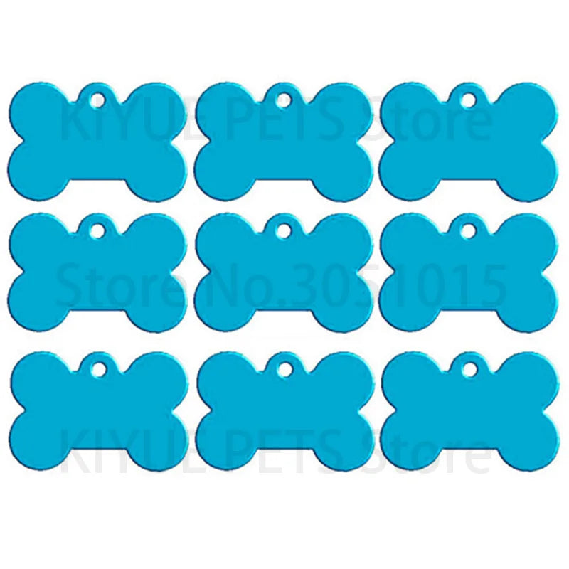 Wholesale 20pcs Bone Double Sides Personalized Dog ID Tags Aluminum Customized Cat Puppy Name Phone No.  Tags Plate Keyrings