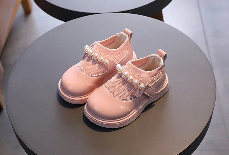 Toddlers Girls Casual Shoes Beading Princess Kids Flats Stretch Fabric Slip-on Fashion Children Shoes Spring Autumn Brand New