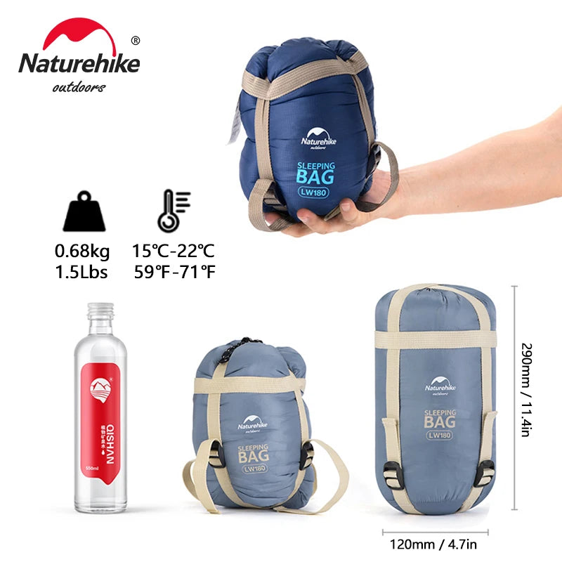 Naturehike lw180 Sleeping Bag Ultralight Cotton Sleeping Bag Spring Summer Sleeping Bag Outdoor Hiking Camping Sleeping Bag
