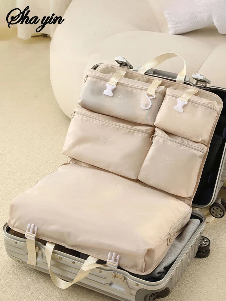 6-in-1 Folding Travel Storage Bag, Portable Luggage Organizer, Multifunctional Clothing Sorting Bag, Travel Bag