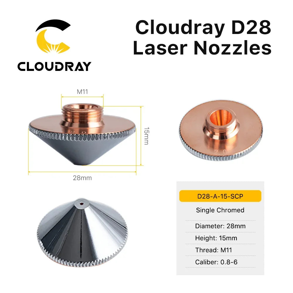 Cloudray Laser Nozzle Single Double Layer Dia.28mm Caliber 0.8 - 6.0mm for Precitec WSX Raytools Fiber Laser Cutting Head