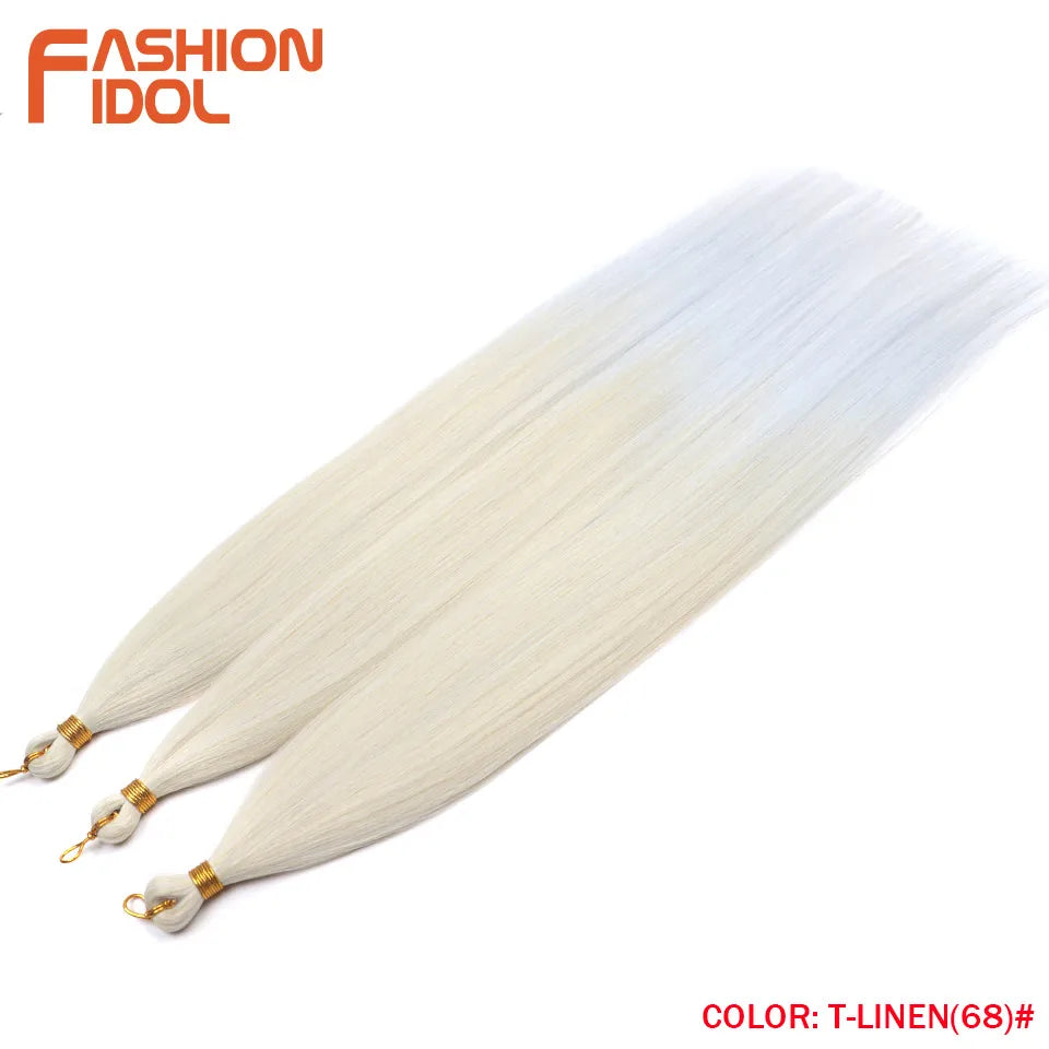 28" 3PCS 300g Ariel Straight Pony Hair Bundles Crochet Braids Hair Synthetic Braiding Hair Ombre Blonde Crochet Hair Extensions