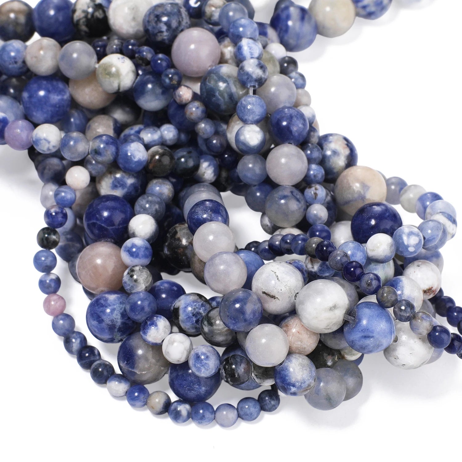 Natural Stone Flower Sodalite Smooth Pendant Beads for Jewelry Making DIY Necklace Earrings Accessory Wholesale 4/6/8/10mm