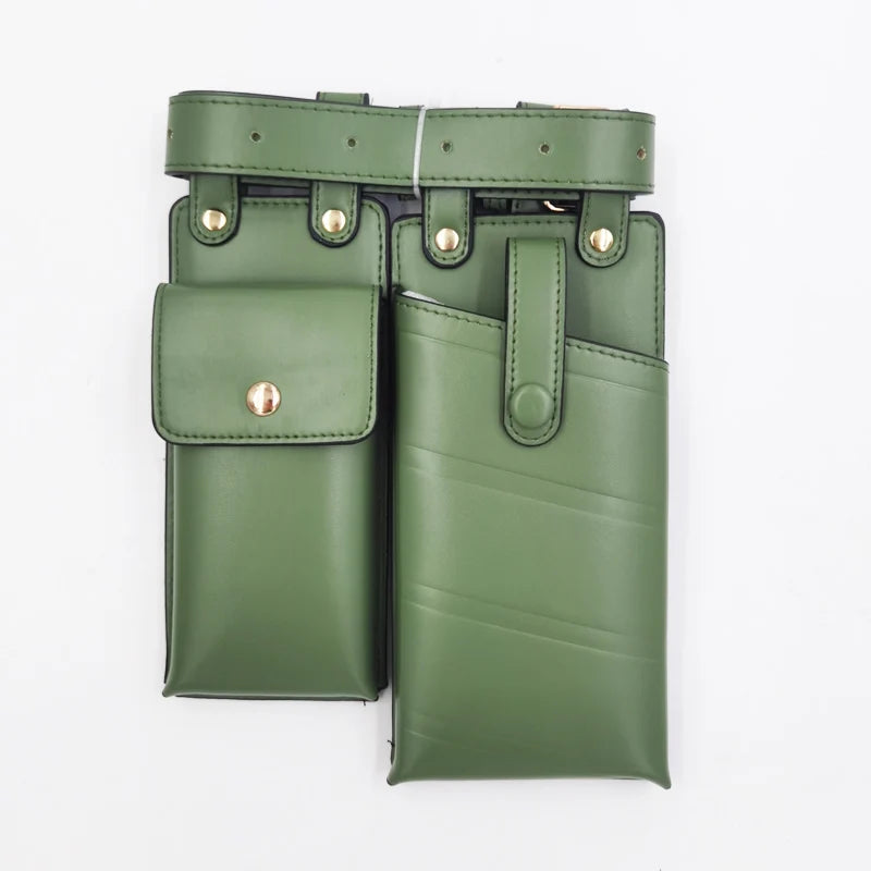 2 Pcs Women Waist Bag Hip Hop Leather Belt Bags Tactical Crossbody Chest Bag Female Fanny Pack Small Designer Luxury Hip Pocket