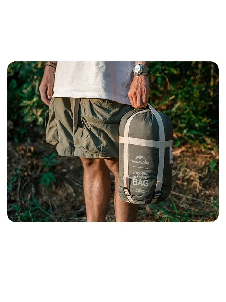 Naturehike Envelope Cotton Sleeping Bag Portable Outdoor Camping Adult Sleeping Bag Single Splicable Hooded Cotton Sleeping Bag