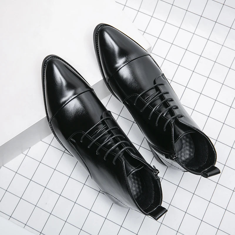 Luxury Designer Men's 38~48 Genuine Leather Italian Brand Dress Shoes Men Fashion Chelsea Casual Boots Retro Ankle Boot Footwear