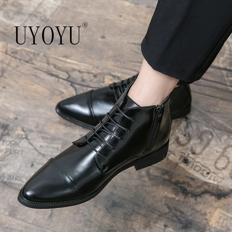 Luxury Designer Men's 38~48 Genuine Leather Italian Brand Dress Shoes Men Fashion Chelsea Casual Boots Retro Ankle Boot Footwear