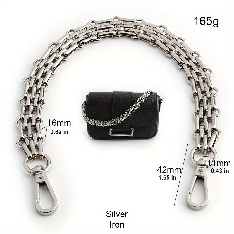 30-60-100-120cm 16mm polished silver purse metal chain handbag strap replacement shoulder chain DIY crossbody bag chain