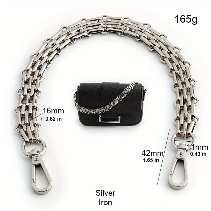 30-60-100-120cm 16mm polished silver purse metal chain handbag strap replacement shoulder chain DIY crossbody bag chain