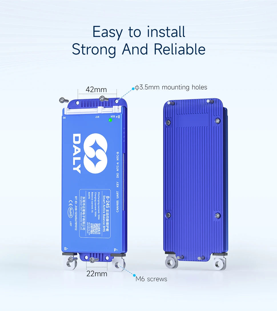 DALY BMS Smart WIFI BMS 4S 12V 8S 24V 16S 48V 80A 100A 1A Active Balancer Built In Bluetooth RS485 CANBUS for Lifepo4 Li-ion LTO