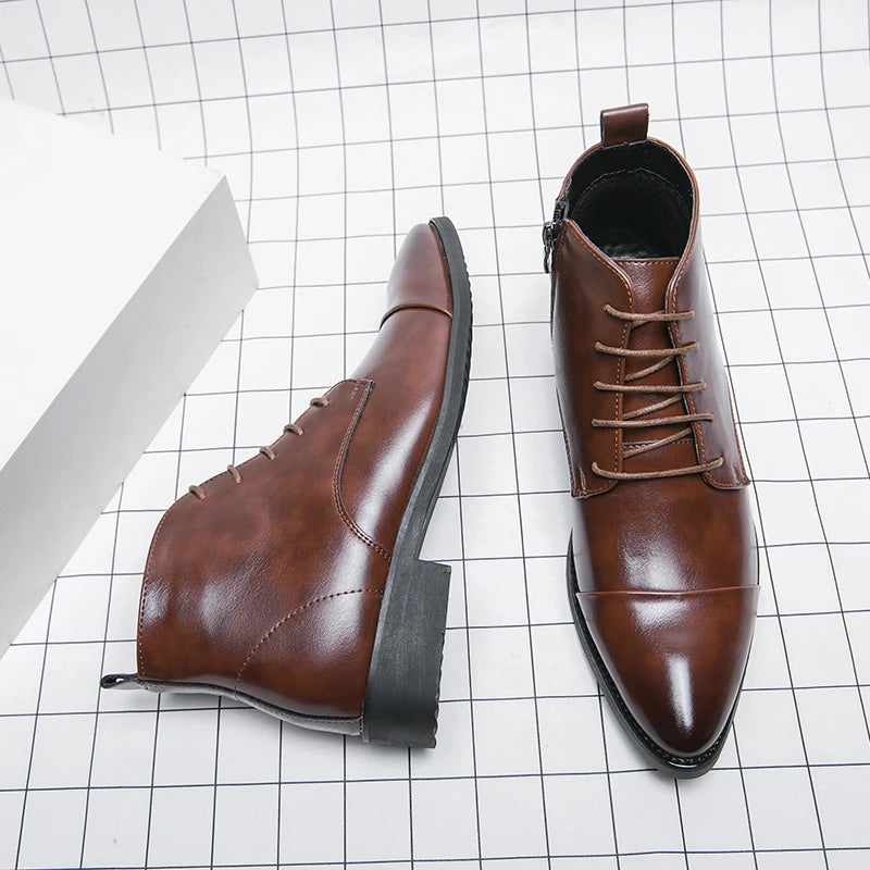 Luxury Designer Men's 38~48 Genuine Leather Italian Brand Dress Shoes Men Fashion Chelsea Casual Boots Retro Ankle Boot Footwear