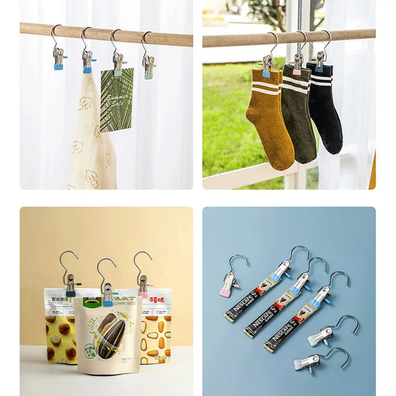 5 Pcs Portable Metal Hook Clip Multifunctional Clothespins Hat Storage Organizer Clip Boot Shoe Pant Wardrobe Cap Organizer