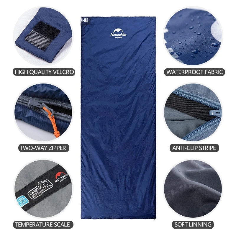 Naturehike lw180 Sleeping Bag Ultralight Cotton Sleeping Bag Spring Summer Sleeping Bag Outdoor Hiking Camping Sleeping Bag