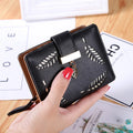 Luxury Women Wallet Leather Purse Short Zipper Clutch Bag Small Hollow Out Leaves Design Fashion Brand Wallets