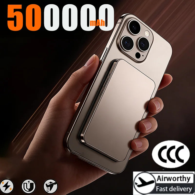 500000mAh Wireless Power Bank Portable Ultra-thin CCC Certified Magnetic Super Fast Charging Electronic Display For MagSafe 2026
