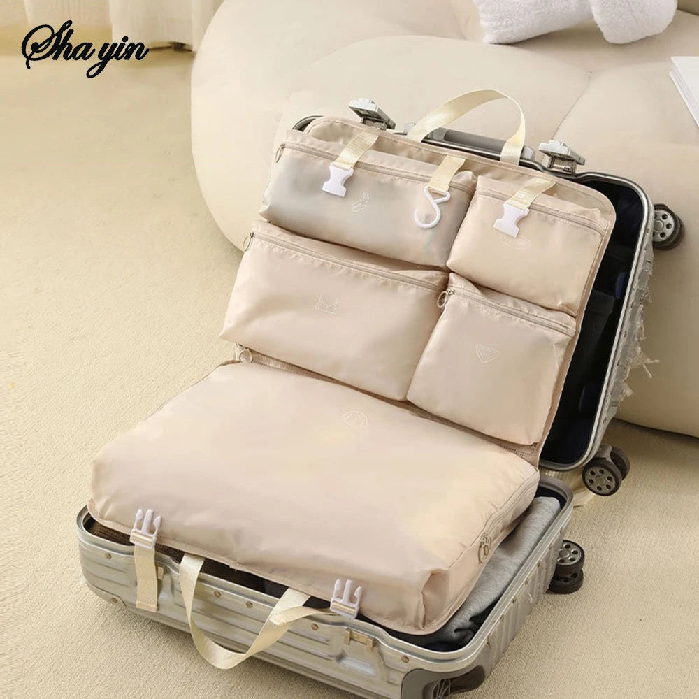 6-in-1 Folding Travel Storage Bag, Portable Luggage Organizer, Multifunctional Clothing Sorting Bag, Travel Bag
